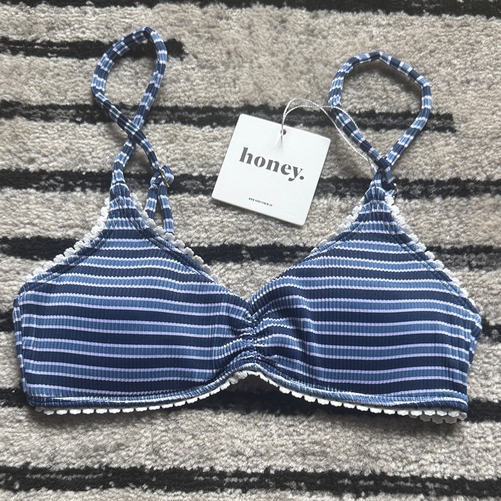 Honey Swim Ribbed Lace Top - Santorini Blue